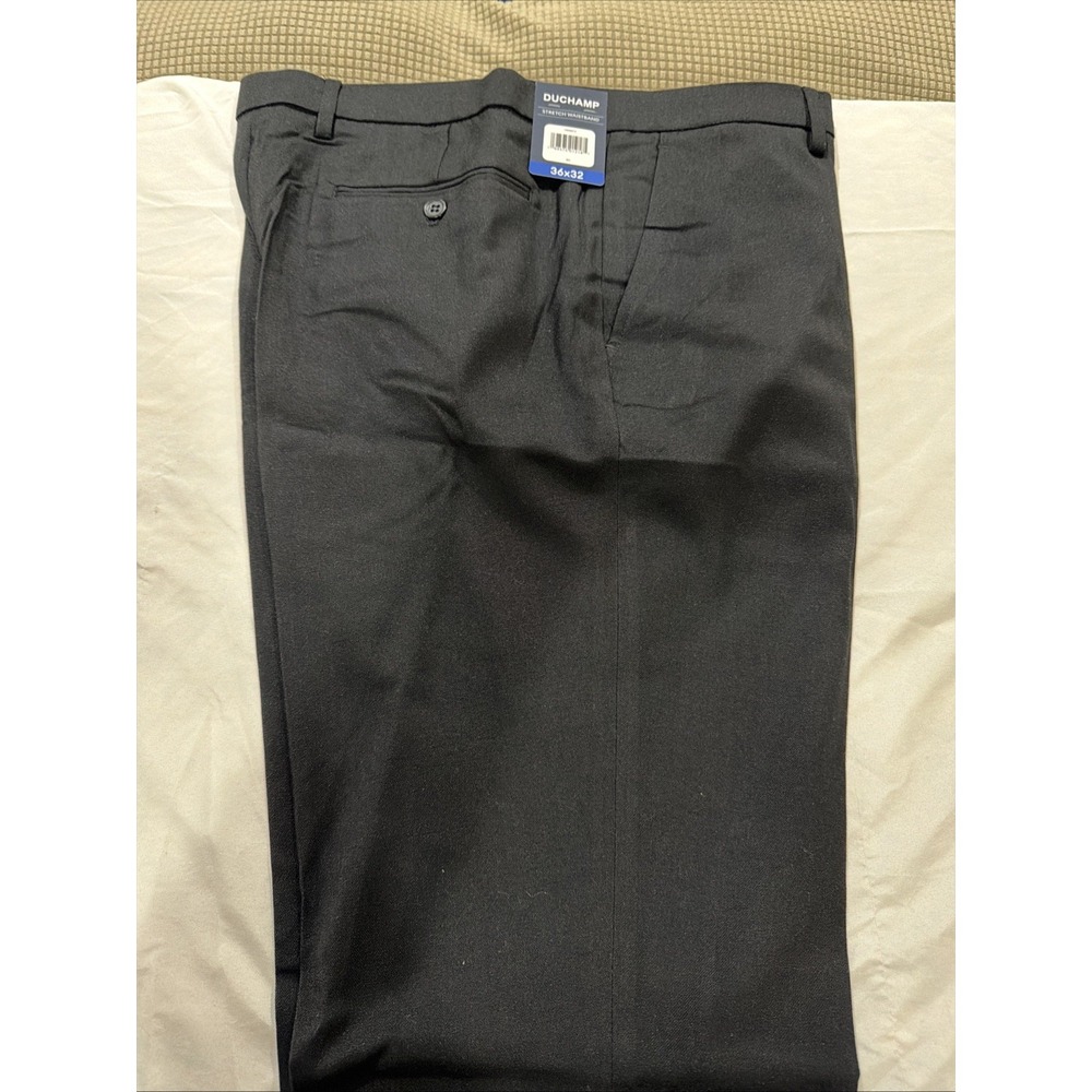 Duchamp Men's Stretch Waistband Slim Fit Dress Pants, Black, Size‎ 36X32